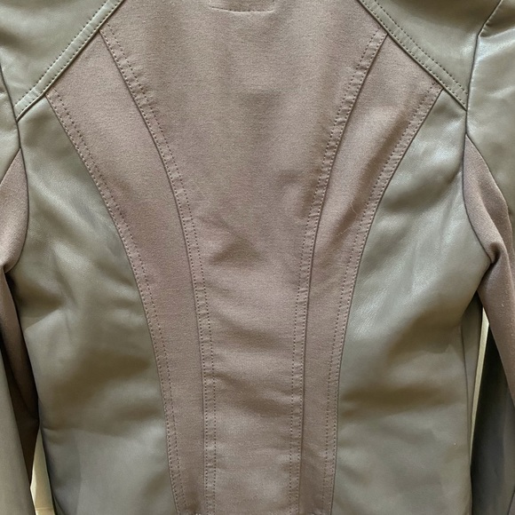 KUT from Kloth,  Gray faux leather drape front jacket - Picture 7 of 10
